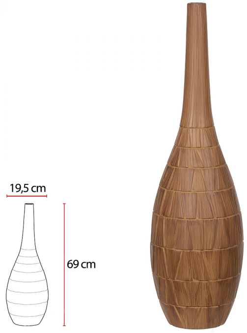 Vaso Decorativo Poliresina Marrom 69cm