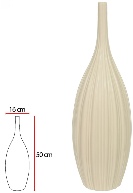 Vaso Decorativo Ceramica Bege 50cm