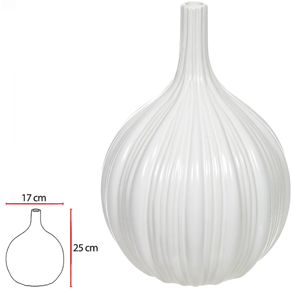 Vaso Decorativo Ceramica Branco 25cm