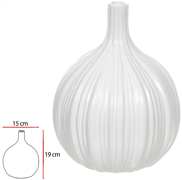 Vaso Decorativo Ceramica Branco 19cm