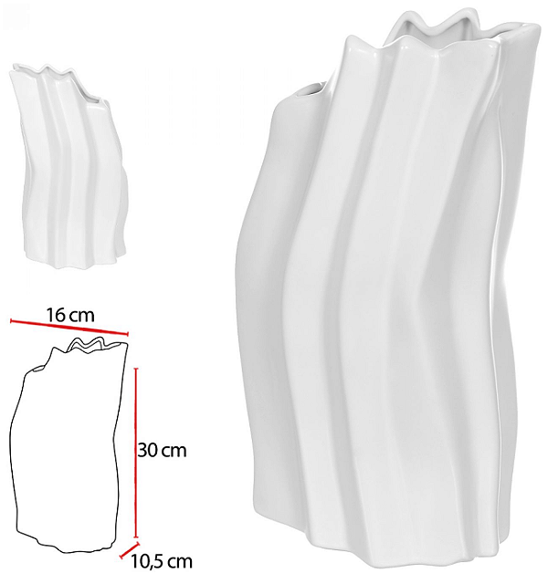 Vaso Decorativo Ceramica Branco 30cm