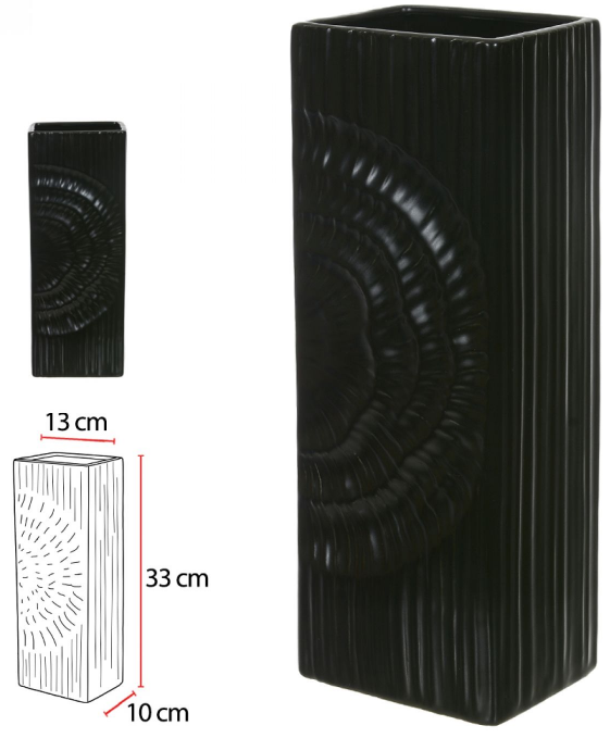 Vaso Decorativo Ceramica Preto 33cm