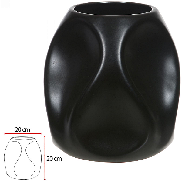 Vaso Decorativo Ceramica Preto 20cm