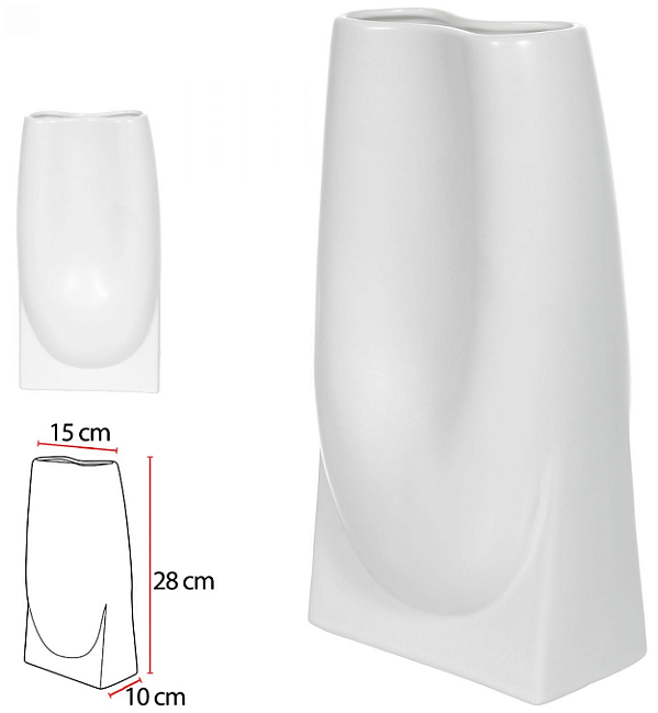 Vaso Decorativo Ceramica Branco 28cm