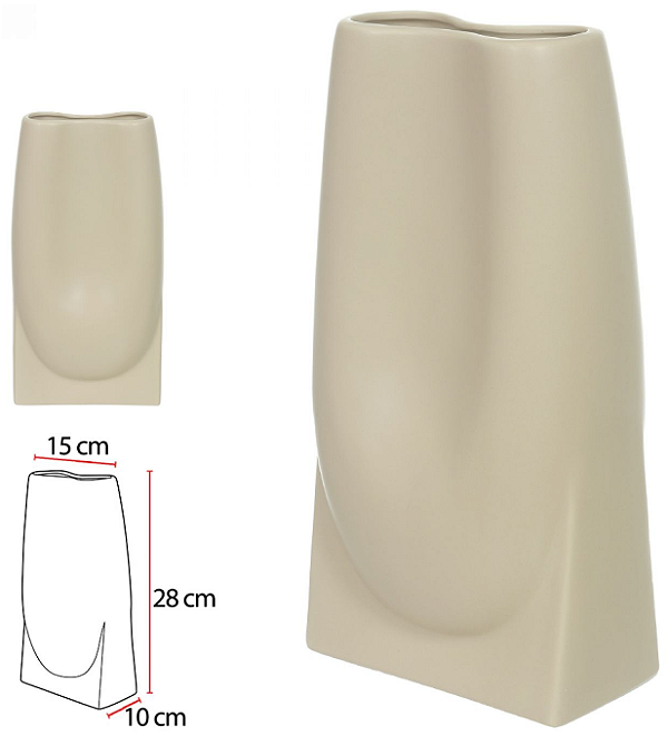 Vaso Decorativo Ceramica Bege 28cm