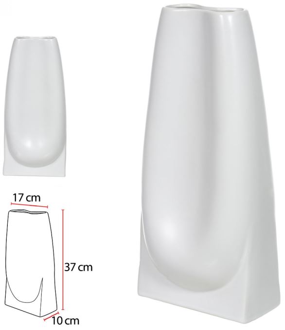 Vaso Decorativo Ceramica Branco 37cm
