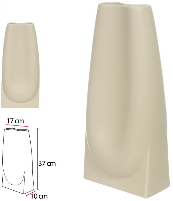 Vaso Decorativo Ceramica Bege 37cm