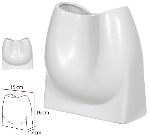 Vaso Decorativo Ceramica Branco 16cm