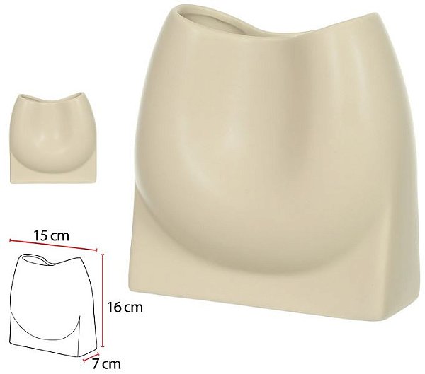 Vaso Decorativo Ceramica Bege 16cm