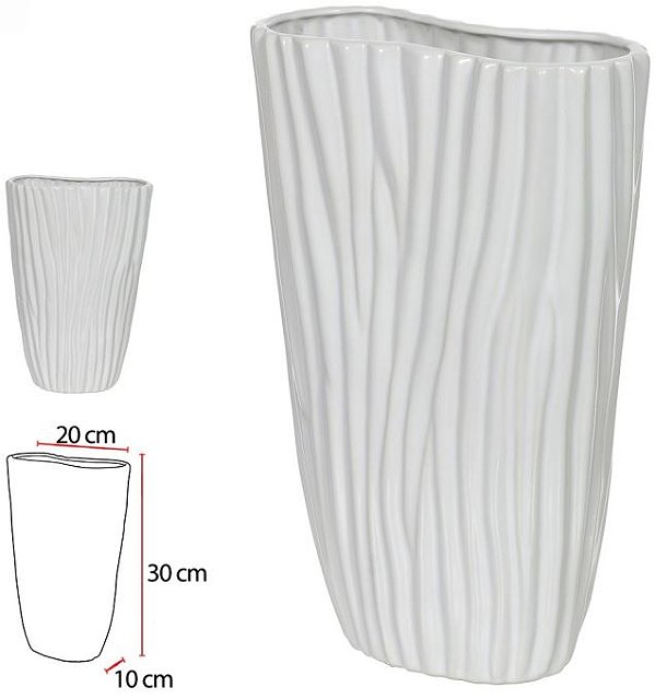 Vaso Decorativo Ceramica Branco 30cm
