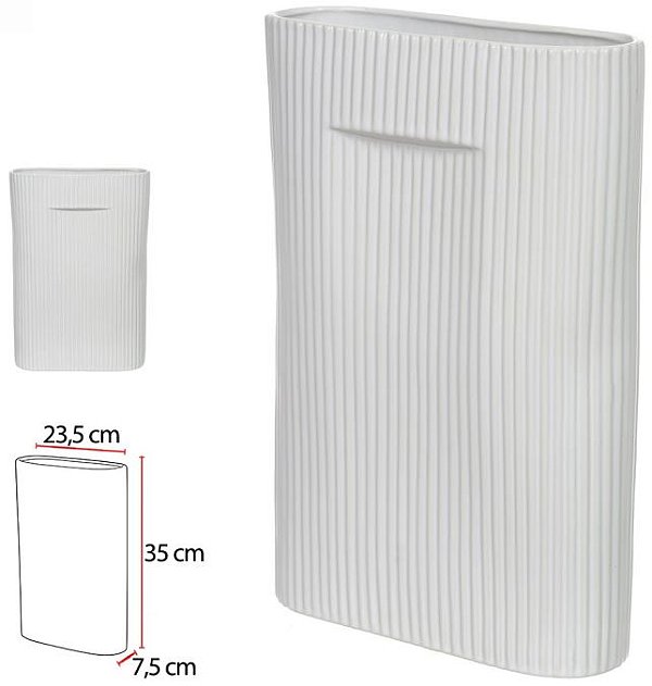 Vaso Decorativo Ceramica Branco 35cm