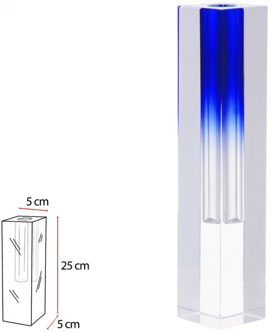 Vaso Decorativo Vidro Cristal Transparente Azul 25cm