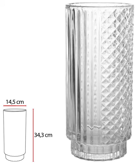 Vaso Decorativo Vidro Transparente 34,3cm
