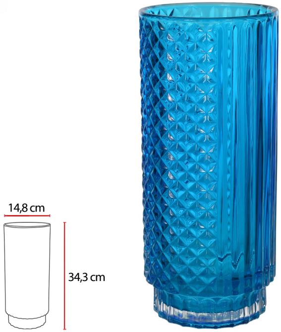 Vaso Decorativo Vidro Azul 34,3cm