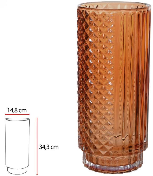 Vaso Decorativo Vidro Laranja 34,3cm