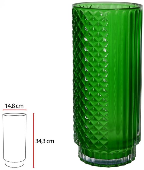 Vaso Decorativo Vidro Verde 34,3cm