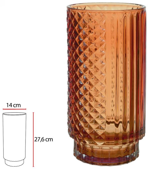 Vaso Decorativo Vidro Laranja 27,6cm