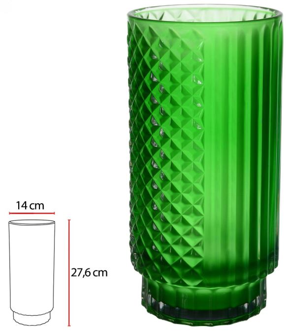 Vaso Decorativo Vidro Verde Fosco 27,6cm