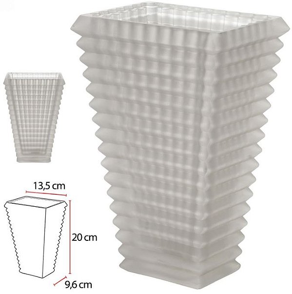 Vaso Decorativo Vidro Cristal Transparente Fosco 20cm