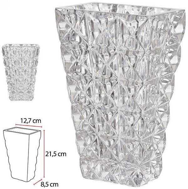 Vaso Decorativo Vidro Cristal Transparente 21,5cm