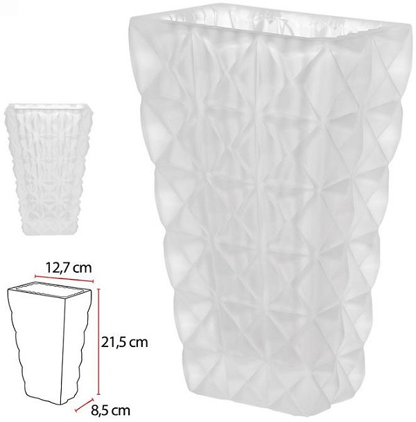 Vaso Decorativo Vidro Cristal Transparente Fosco 21,5cm