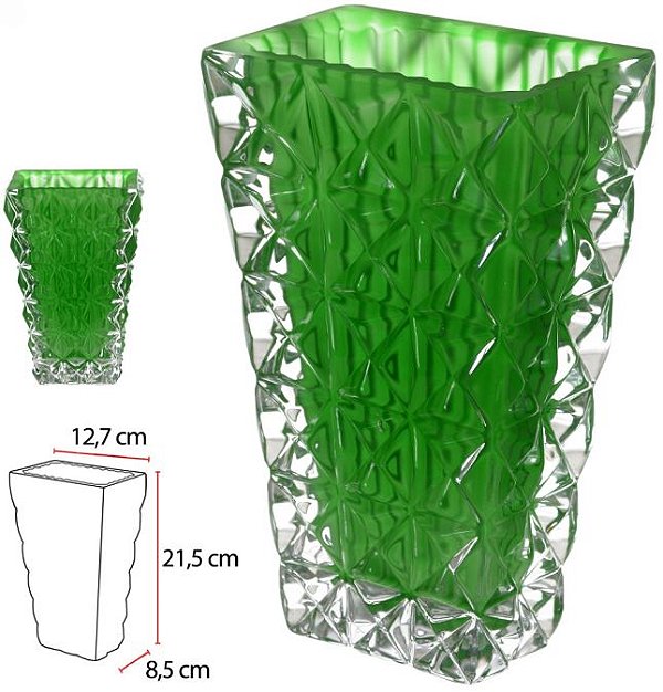 Vaso Decorativo Vidro Cristal Verde 21,5cm