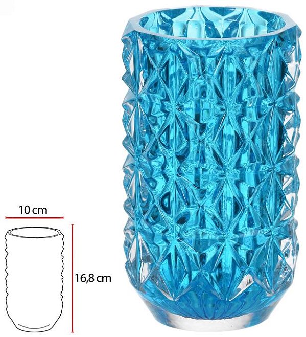 Vaso Decorativo Vidro Cristal Azul 16,8cm