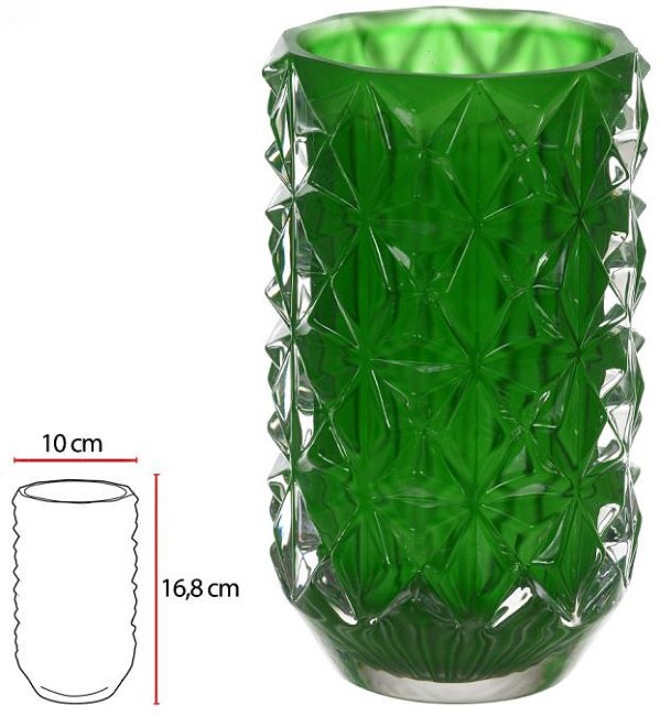 Vaso Decorativo Vidro Cristal Verde 16,8cm