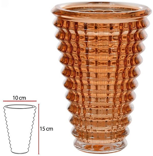 Vaso Decorativo Vidro Cristal Laranja 15cm