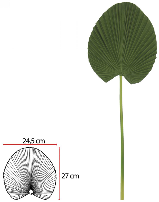 Planta Artificial Folha Leque Real Toque Verde 75cm