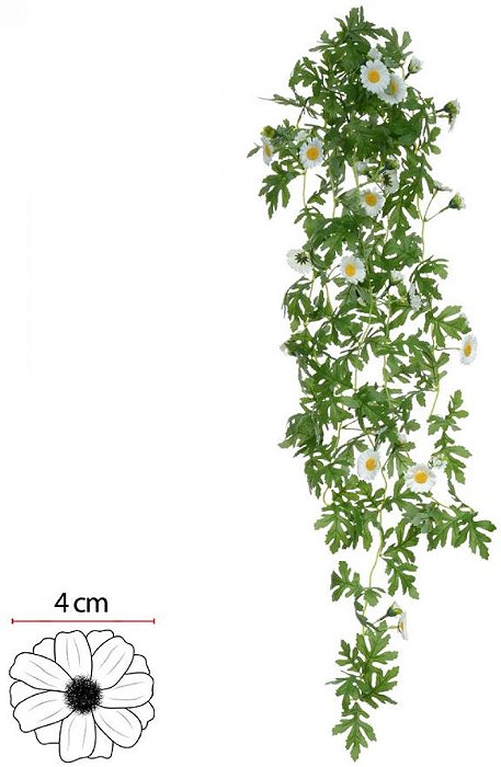 Planta Artificial  Folhagem Margarida Pendurar X38 Branco 1,07cm