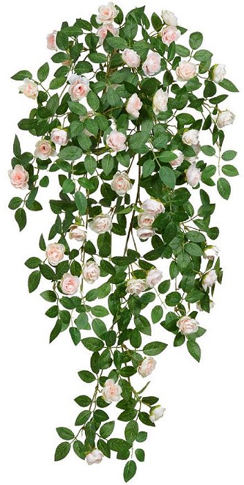 Planta Artificial Folhagem Rosa Pendurar X42 Rosa Outono 90cm