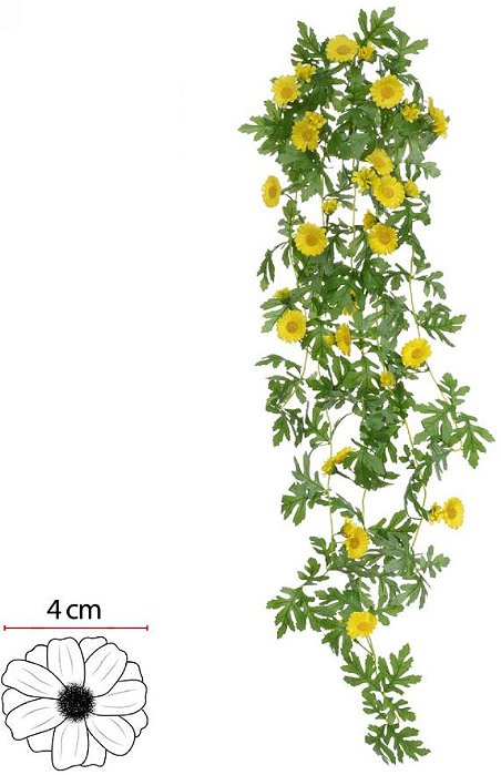 Planta Artificial  Folhagem Margarida Pendurar X38 Amarelo 1,07cm