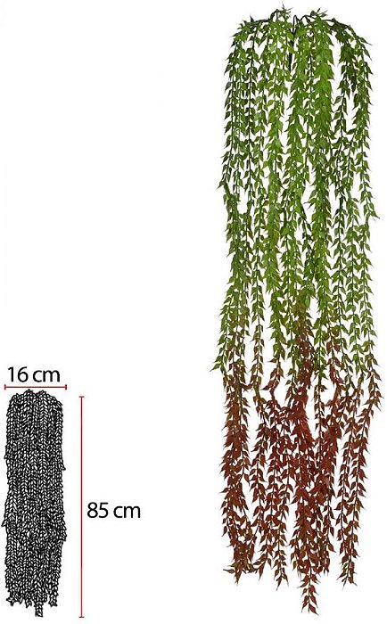 Planta Artificial Folhagem Grass Pendurar X15 Verde Vermelho Outono 90cm