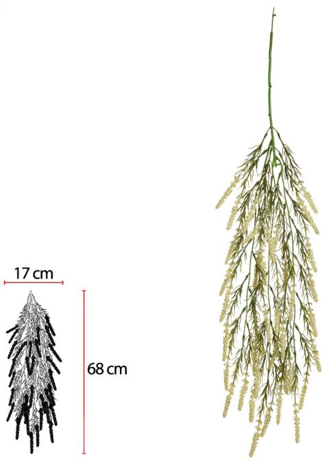 Planta Artificial Folhagem Linaria Purpurea Pendurar X38 Creme 88cm