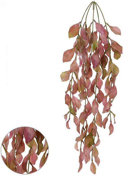 Planta Artificial Folhagem Dischidia Pendurar X97 Vermelho Outono 80cm