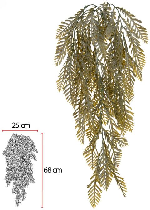 Planta Artificial Folhagem Samambaia Pendurar C/Powder X70 Laranja Outono 87cm