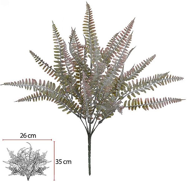Folhagem Artificial Samambaia X35 Verde Outono C/Powder 47cm
