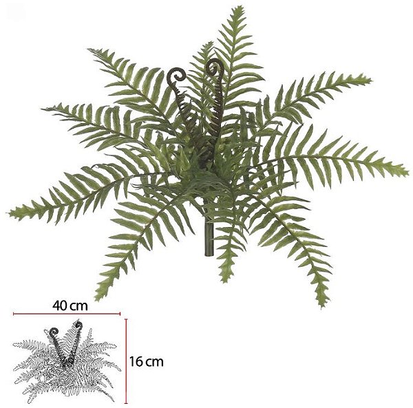 Folhagem Samambaia Real Toque X11 Verde 27cm