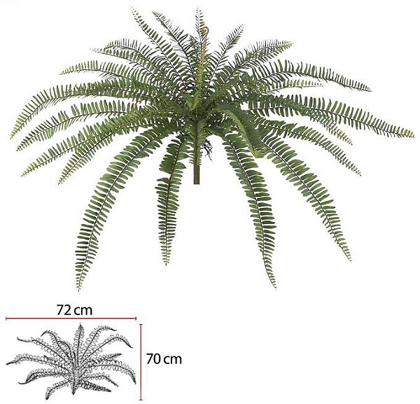 Planta Artificial Folhagem Samambaia C/Print X31 Verde 69cm