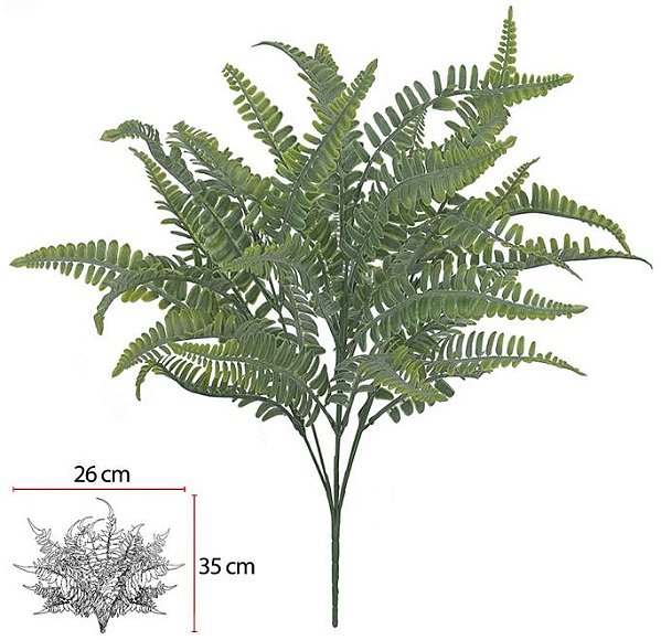 Planta Artificial Folhagem Samambaia X35 Verde C/ Powder 47cm