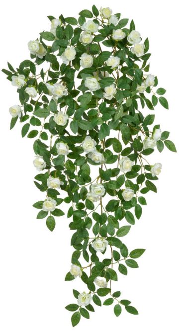 Planta Artificial Folhagem Rosa Pendurar X42 Creme Outono 90cm