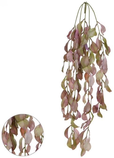 Planta Artificial Folhagem Dischidia Pendurar C/Print X97 Verde Outono 80cm