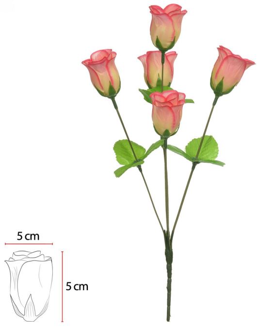 Buque Rosa Botao Aveluda X5 Salmon 35cm