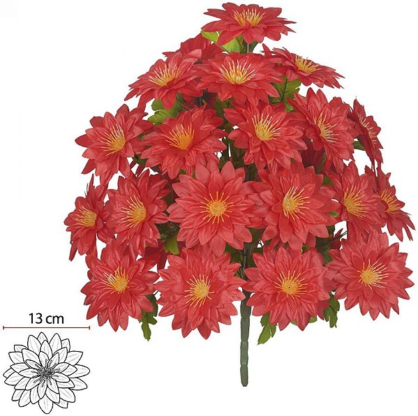 Buque Dalia Cetim X36 Vermelho 63cm