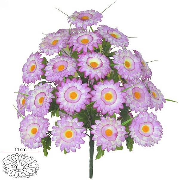 Buque Gerbera X36 Branco Lavanda 63cm