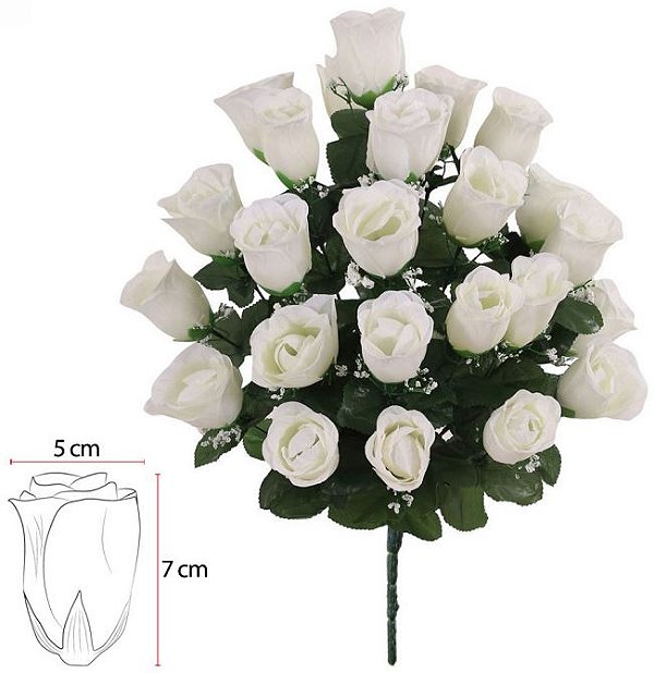 Buque Rosa Botao X24 Branco 56cm