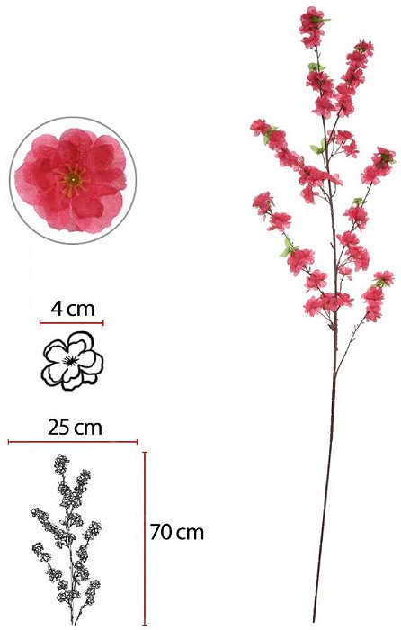 Haste Flor Cerejeira X65 Rosa 1,17cm