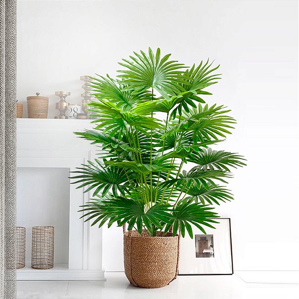 Planta Artificial Palmeira Leque 60cm - 105cm Para Sala, Varanda e Escritório