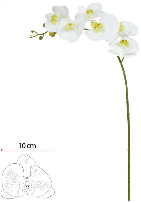Haste Orquidea Phalaenopsis Real Toque X6 Branco Verde 82cm